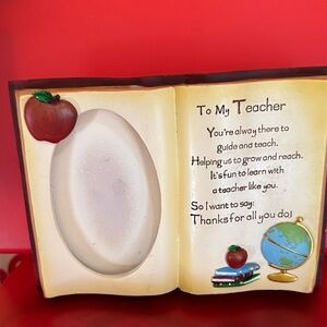 To My Teacher Decorative Photo Frame Plaque - Apple & Globe Design